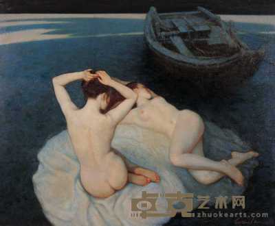 王嫩 1992年作 双裸女 72x60cm